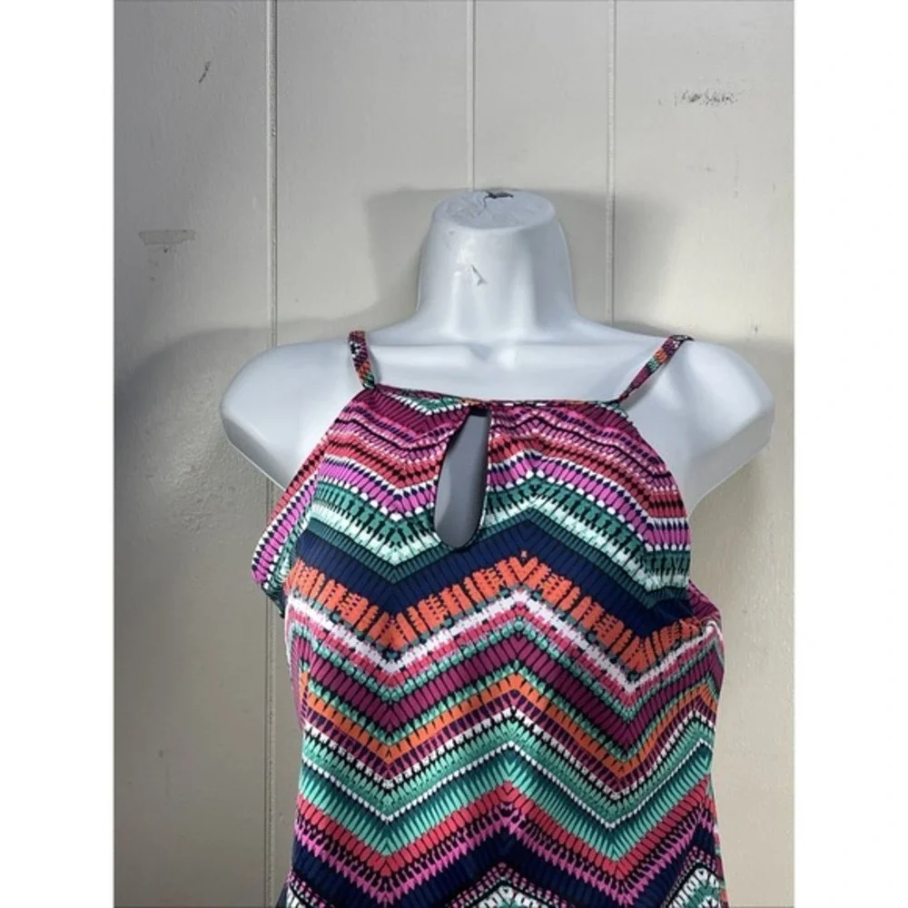 NWT AMERICAN BEACH  Geometric boho PADDED Tankini Top 12‎ beach pool